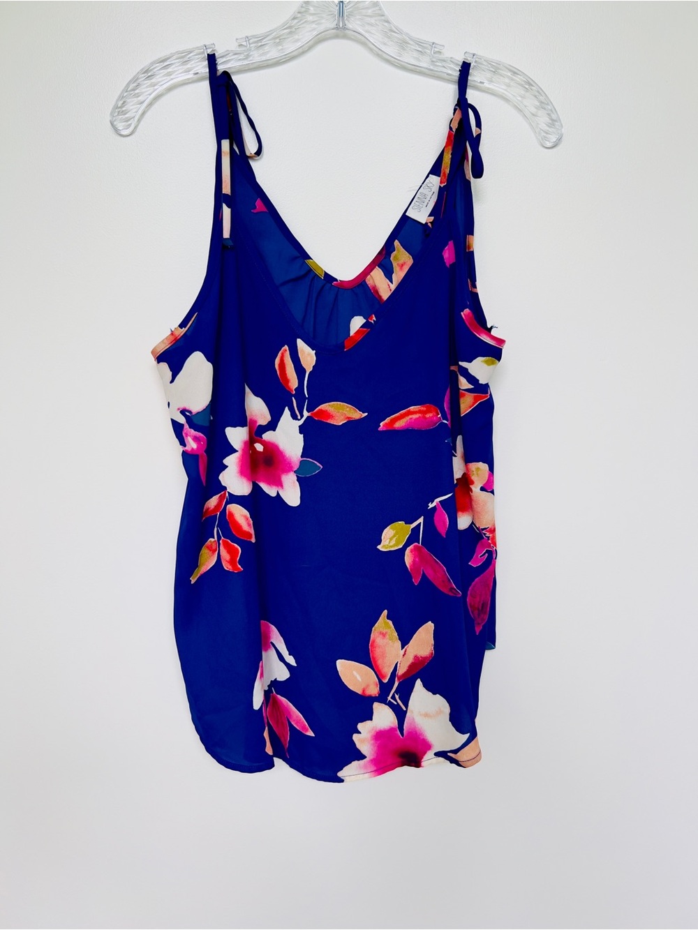 Floral Tie-Shoulder Cami women’s Tank Top - Blue